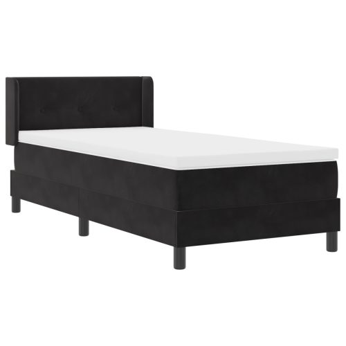  Boxspring Ágy Matraccal Fekete 90x200 cm Bársony