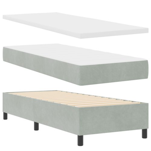  Boxspring Ágy Matrac Nappali Szürke 80x200 cm Bársony