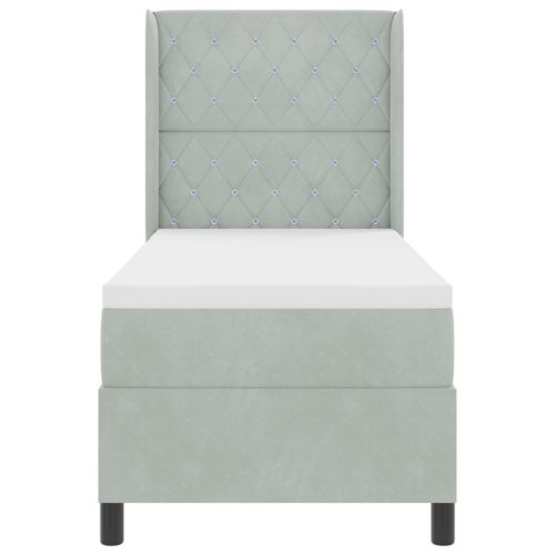  Boxspring Ágy Matrac Nappali Szürke 80x200 cm Bársony