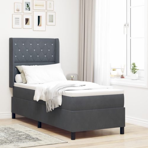  Boxspring Ágy Matraccal Sötétszürke 80x200 cm Bársonyos
