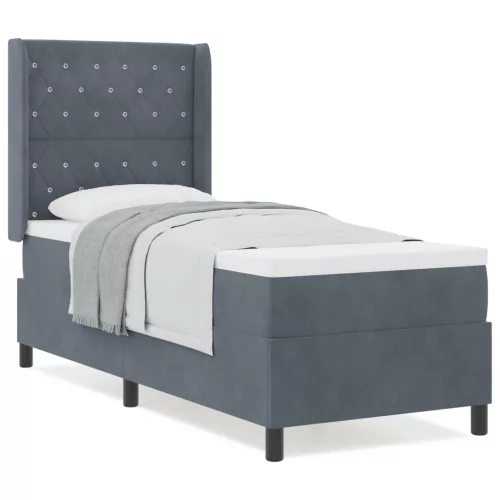  Boxspring Ágy Matraccal Sötétszürke 80x200 cm Bársonyos