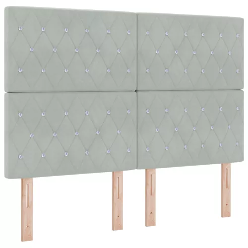  Boxspring Ágy Matraccal Világosszürke 140x190 cm Bársony