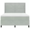  Boxspring Ágy Matraccal Világosszürke 140x190 cm Bársony