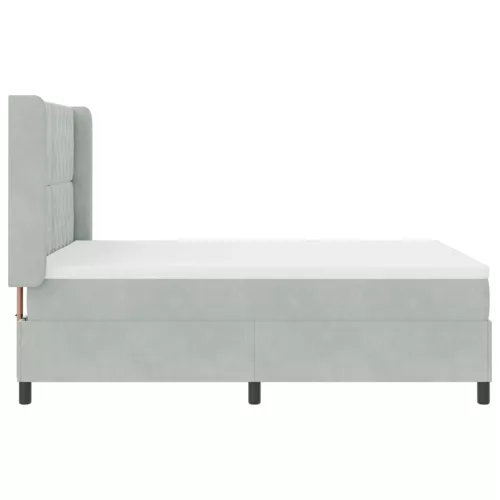  Boxspring Ágy Matraccal Világosszürke 140x190 cm Bársony