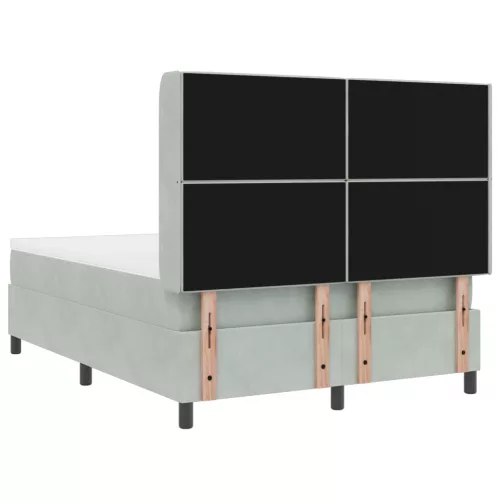  Boxspring Ágy Matraccal Világosszürke 140x190 cm Bársony