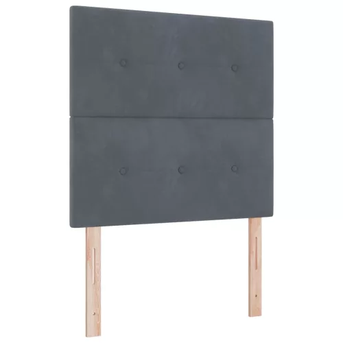  Boxrugós ágy matracmal Sötétszürke 90 x 190 cm Bársony