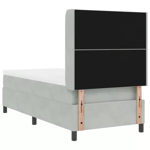  Boxrugós ágy matracmal Világosszürke 90 x 190 cm Bársony