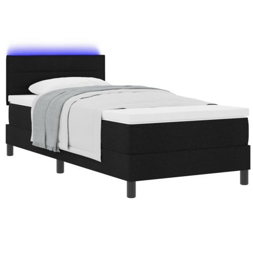  Boxspring Ágy Matrac & LED Fekete 100x200 cm Szövet