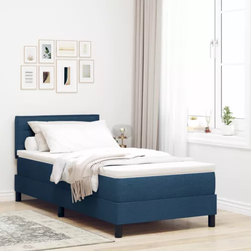  Boxspring Ágy Matrac és LED Kék 100x200 cm Szövet