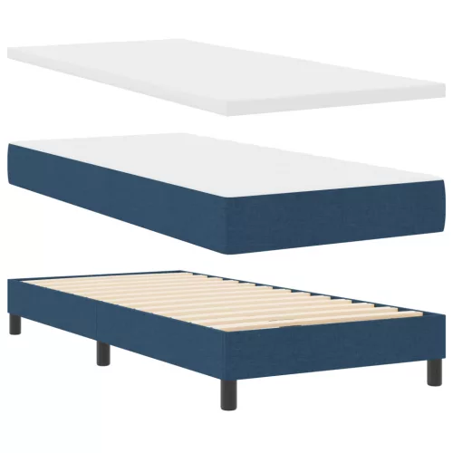  Boxspring Ágy Matrac és LED Kék 100x200 cm Szövet