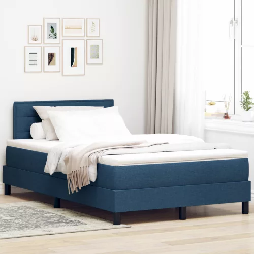  Boxspring Ágy Mattress-szel és LED Kék 120x200 cm Szövet