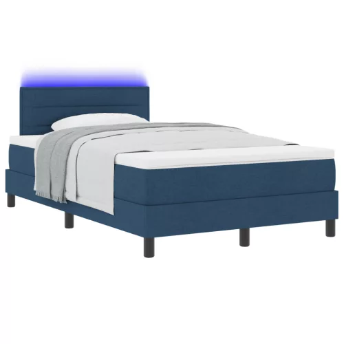  Boxspring Ágy Mattress-szel és LED Kék 120x200 cm Szövet