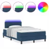  Boxspring Ágy Mattress-szel és LED Kék 120x200 cm Szövet