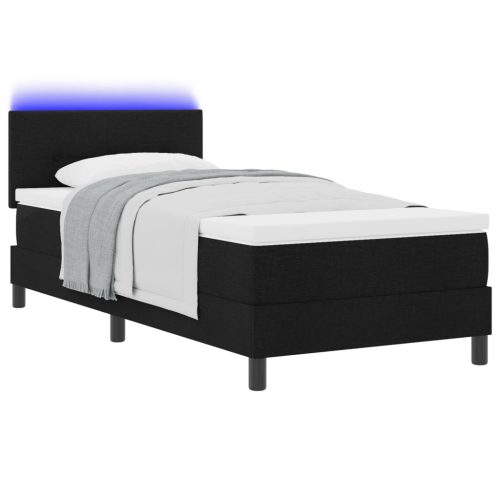  Boxspring Ágy Matrac Karral & LED Fekete 100x200 cm Szövet