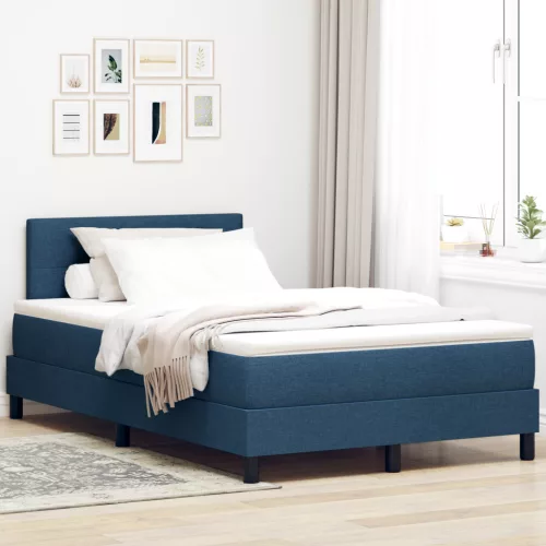  Boxspring Ágy Matraccal és LED Kék 120x200 cm Szövet