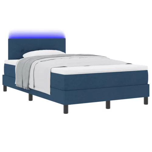  Boxspring Ágy Matraccal és LED Kék 120x200 cm Szövet