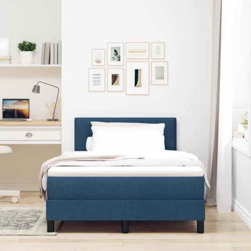  Boxspring Ágy Matraccal és LED Kék 120x200 cm Szövet