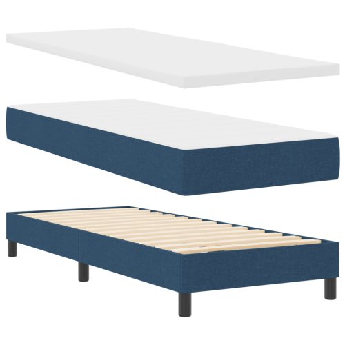  Boxspring Ágy Matraccal & LED Kék 80x200 cm Szövet