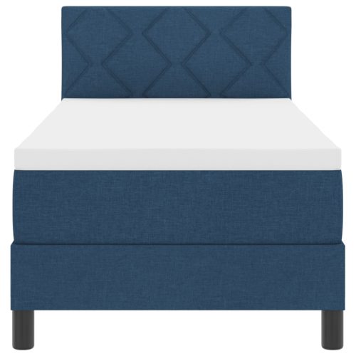  Boxspring Ágy Matraccal & LED Kék 80x200 cm Szövet