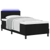  Box Spring Ágy matraccal és LED-del fekete 90x200 cm szövet
