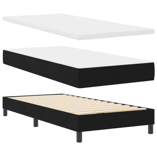  Box Spring Ágy matraccal és LED-del fekete 90x200 cm szövet