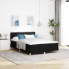  LED Box Spring Ágy matracmal leddel Fekete 140 x 190 cm szövet