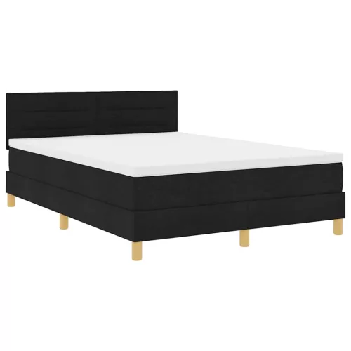  LED Box Spring Ágy matracmal leddel Fekete 140 x 190 cm szövet