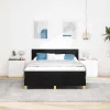  LED Box Spring Ágy matracmal leddel Fekete 140 x 190 cm szövet