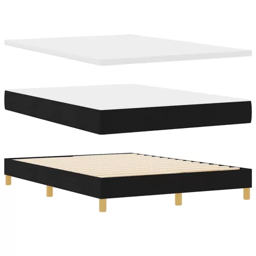  LED Box Spring Ágy matracmal leddel Fekete 140 x 190 cm szövet