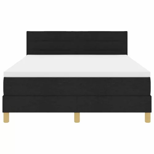  LED Box Spring Ágy matracmal leddel Fekete 140 x 190 cm szövet