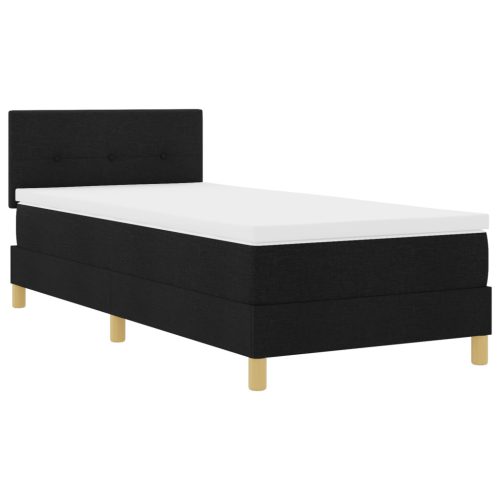  Boxspring Ágy Matraccal és LED Fénnyel Fekete 90x190 cm Szövet