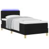  Boxspring Ágy Matraccal és LED Fénnyel Fekete 90x190 cm Szövet