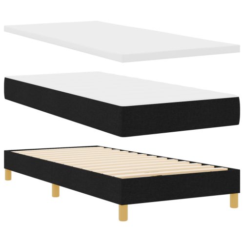  Boxspring Ágy Matraccal és LED Fénnyel Fekete 90x190 cm Szövet
