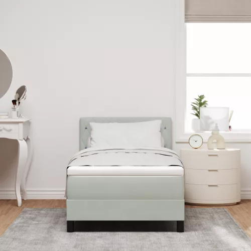  Boxspring Ágy Mattal & LED Fény Szürke 90x200 cm Bársonyos