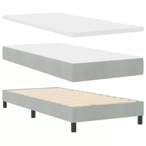  Boxspring Ágy Mattal & LED Fény Szürke 90x200 cm Bársonyos