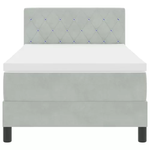  Boxspring Ágy Mattal & LED Fény Szürke 90x200 cm Bársonyos