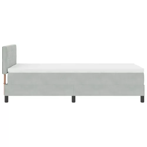  Boxspring Ágy Mattal & LED Fény Szürke 90x200 cm Bársonyos