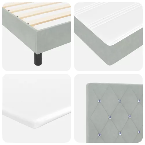  Boxspring Ágy Mattal & LED Fény Szürke 90x200 cm Bársonyos