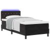  Boxspring Ágy Matrac és LED-fények Fekete 90x200 cm Bársonyos