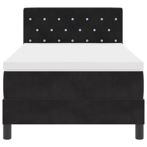  Boxspring Ágy Matrac és LED-fények Fekete 90x200 cm Bársonyos