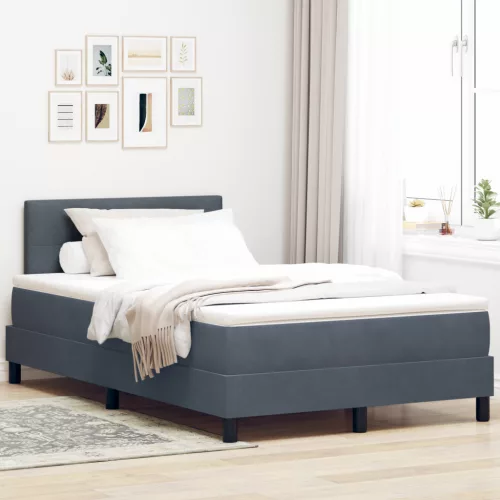  Boxspring Ágy Mattal és LED-del Sötét Szürke 120x200 cm Bársony