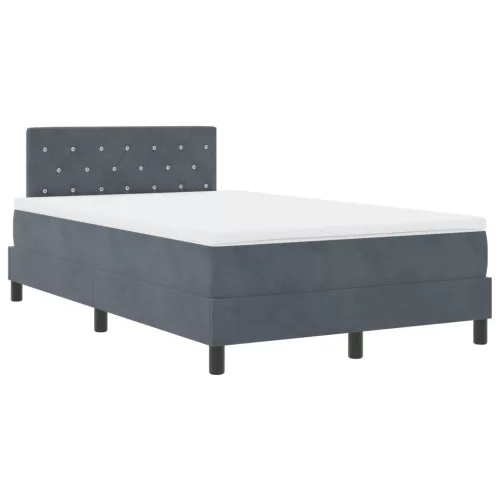  Boxspring Ágy Mattal és LED-del Sötét Szürke 120x200 cm Bársony