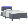  Boxspring Ágy Mattal és LED-del Sötét Szürke 120x200 cm Bársony