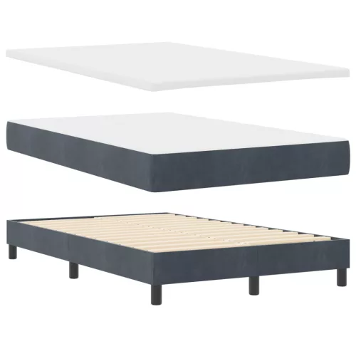  Boxspring Ágy Mattal és LED-del Sötét Szürke 120x200 cm Bársony