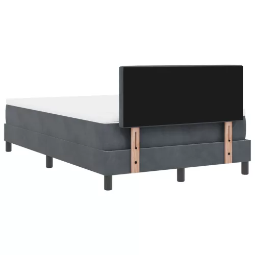  Boxspring Ágy Mattal és LED-del Sötét Szürke 120x200 cm Bársony