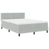  Boxspring Ágy Mattal és LED Fénnyel Világosszürke 160x200 cm Bársony