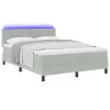  Boxspring Ágy Mattal és LED Fénnyel Világosszürke 160x200 cm Bársony