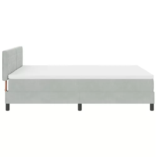  Boxspring Ágy Mattal és LED Fénnyel Világosszürke 160x200 cm Bársony