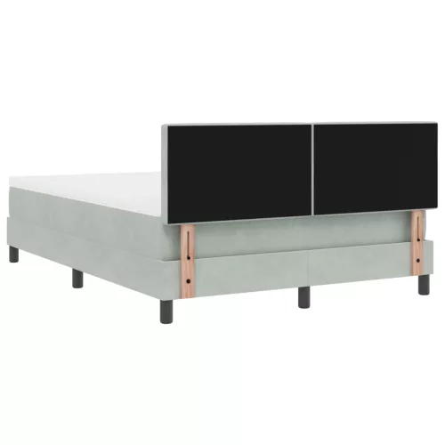  Boxspring Ágy Mattal és LED Fénnyel Világosszürke 160x200 cm Bársony