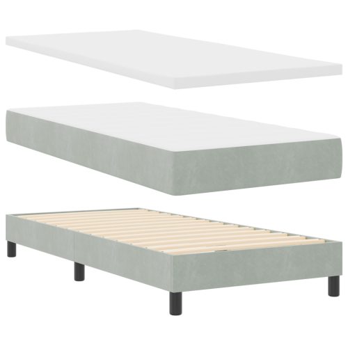  Boxspring Ágy Matrac és LED Fénnyel Világosszürke 90x190 cm Bársony